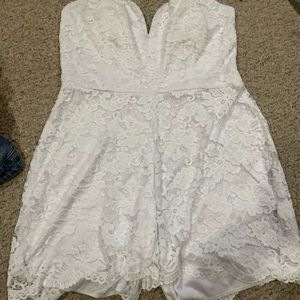 Plus size white lace romper
